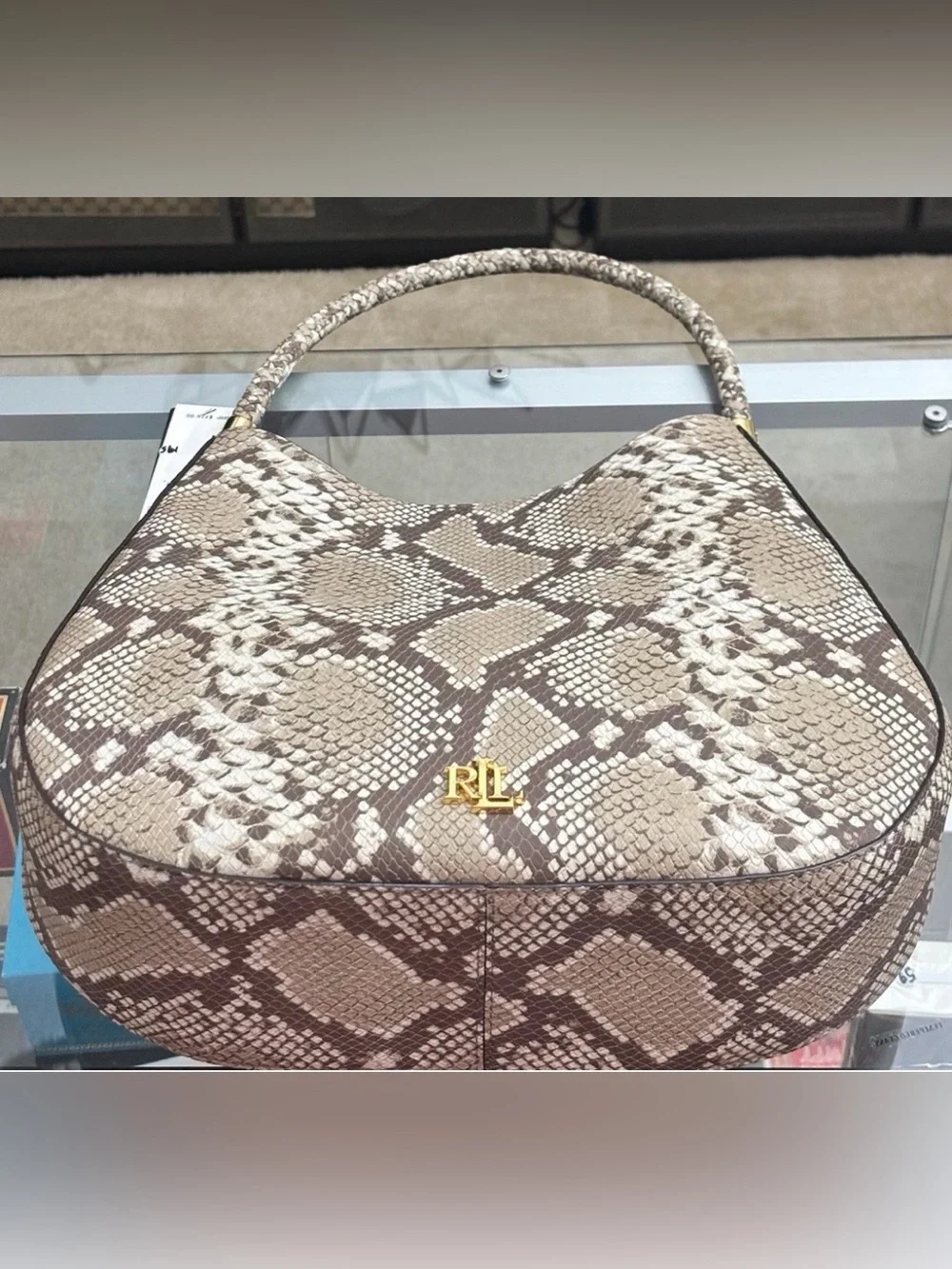 Ralph Lauren Shoulder Python-Print Handbag NWT Original price $425 Now $125.